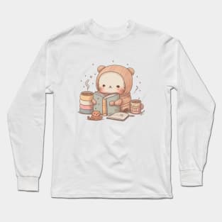 Cute Reading Companion - Kawaii Character Design for Book Lovers and Bibliophiles Long Sleeve T-Shirt